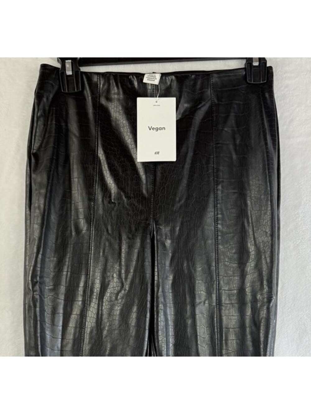 HM Faux Leather Leggings Small Black Croc Pull On Womens Vegan H&M New NWT